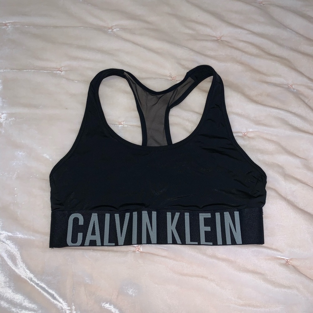 Calvin Klein black mesh sports bra